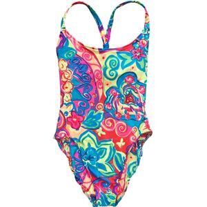 Vintage Raisins Abstract Floral Neon One Piece Swimsuit